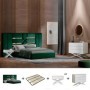 Pack Quarto Completo Bianca + Estrado + 2 Mesas de Cabeceira e Cómoda Shine