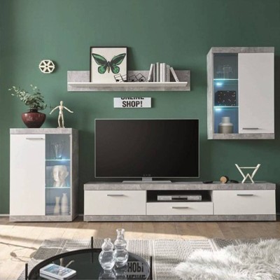 Mueble de Salón Completo Catlin Concrete/Blanco