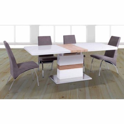Pack Mesa de Comedor Extensible Carlota + 4 Sillas Aroa (Marengo)