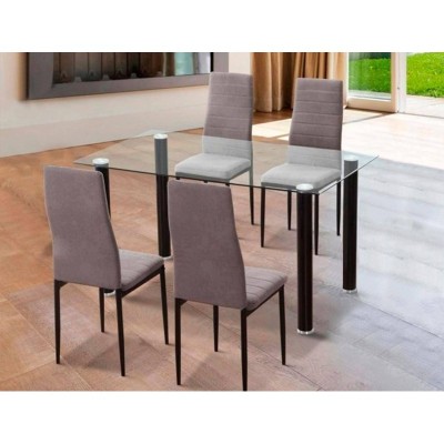Pack Mesa Yuri (Patas Negras)+ 4 Sillas Yuri c/ Patas Negras