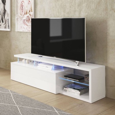 Base TV Blue-Tech Blanco Brillo (c/ Luz LED)