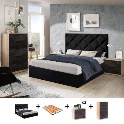 Pack Dormitorio Completo Alaya c/ Cama Texas + Somier (200x160cm)