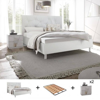 Pack Dormitorio Completo Vittoria c/ 2 Mesitas de Noche + Somier (200x160cm)
