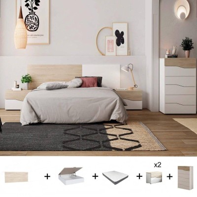 Pack Dormitorio Completo Cannes c/ Canapé + Colchón Premium 17HR (190x150cm)