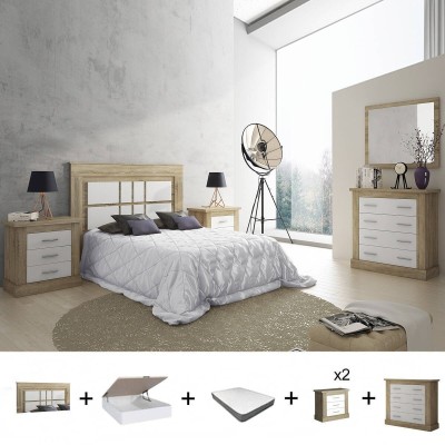 Pack Dormitorio Completo Chellen c/ Cómoda + Colchón Premium 17HR (190x150cm)