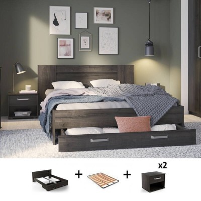 Pack Dormitorio Completo Richmond con 2 Mesitas de Noche + Somier (200x160cm)