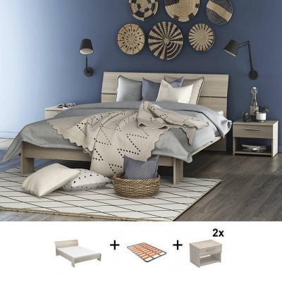 Pack Dormirtorio Completo Pricy con 2 Mesitas de Noche + Somier (200x140cm)