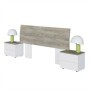 Pack Dormitorio Completo New Dreams c/ Cama Kendra (Blanco Artic/Roble Alaska) + Somier (190x150cm)
