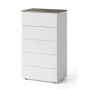 Pack Dormitorio Completo New Dreams c/ Sinfonier (Blanco Artic/Roble Alaska) + Somier + Colchón Premium 17HR (190x150cm)