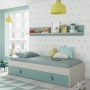 Estructura Cama Juvenil Snuba + Estante Blanco Alpes/Verde Acqual (190x90cm)