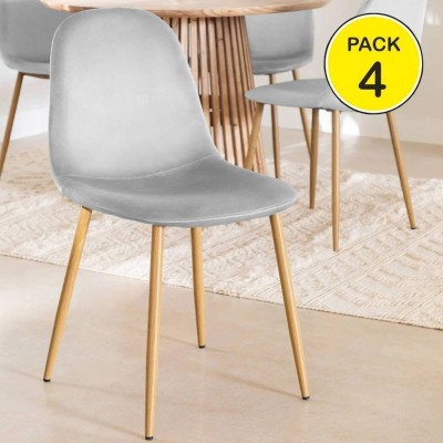 Pack de 4 Sillas Sweden (Gris Claro c/ Patas Sonoma)