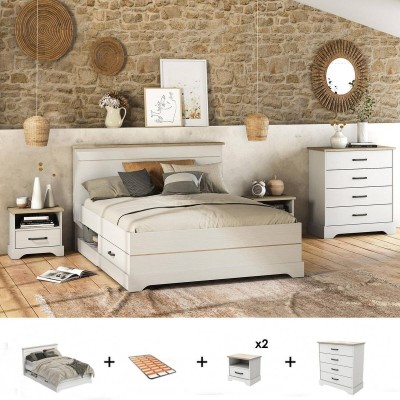 Pack Dormitorio Completo Cottage con Cómoda + Somier (190x140cm)