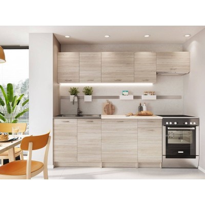 Pack Cocina Mela 180cm (Oak Sonoma/Petra Beige) c/ Encimera (c/ Envio GRÁTIS)