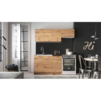 Pack Cocina Mela 120cm (Oak Artisan/Blanco) c/ Encimera (c/ Envio GRÁTIS)
