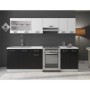 Paquete de cocina Omega II de 180 cm (negro / blanco) con encimera (con envío GRATIS)