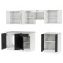 Paquete de cocina Omega II de 180 cm (negro / blanco) con encimera (con envío GRATIS)