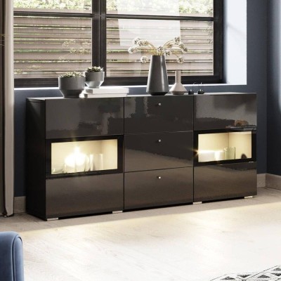 Aparador 2 Puertas + 3 Cajones Athens (c/ Luz Led)