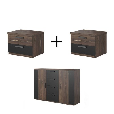 Pack 2 Mesitas de Noche + Cómoda Sigma (Flagstaff Oak)