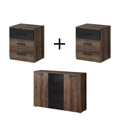 Pack 2 Mesitas de Noche + Cómoda Galaxy (Marron)