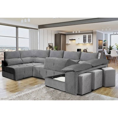 Sofá Esquina c/ Cama + Chaise Long Poseidon (345x150cm)