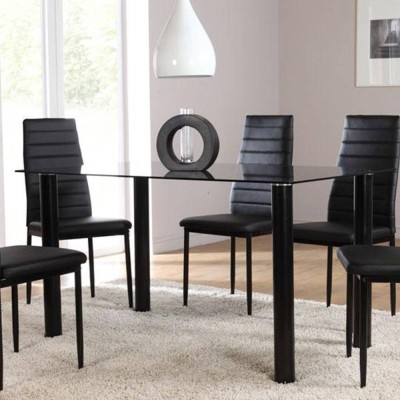 Mesa de Comedor Lider (Tapa Negra con Patas Negras) 110x80cm