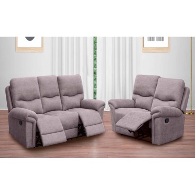 Pack Sofá 3 Plazas con Relax Manual + Sofá 2 Plazas con Relax Manual América (Gris)