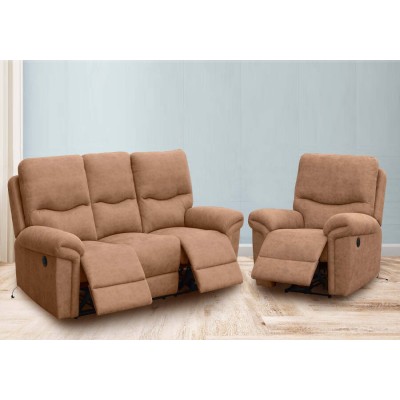 Pack Sofá 3 Plazas con Relax Eléctrico + Sillón Relax Eléctrico América (Marrón)