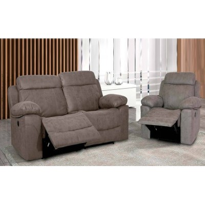 Pack Sofá 3 Plazas (2 Plazas) Relax Eléctrico + Sillón Relax Eléctrico Menfis (Gris)