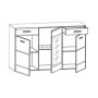 Aparador de 3 Puertas + 2 Cajones Vusher (con Luz Led)