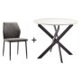 Pack Mesa de Comedor Bolton (Blanco/Negro) + 4 Sillas Preston (Gris)