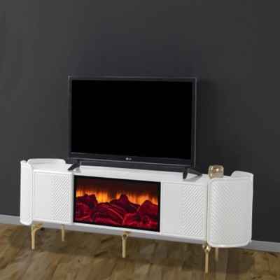 Base Tv c/ Ef. Lareira e Sis. Som Inc. Dicle (177x64x45cm)