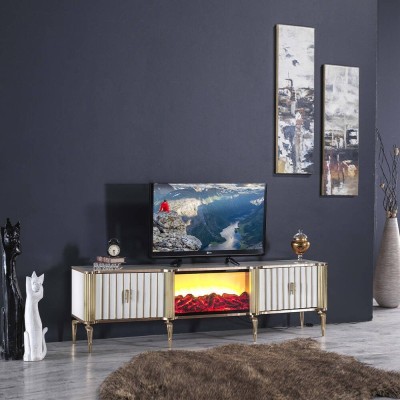 TV base con Ef. Chimenea y hermana. Sonido Inc. Andolu