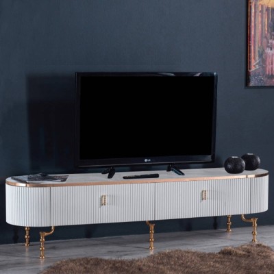 Mueble TV Maral (180x47x43cm) Lacado Brillo+ Oro o Plata