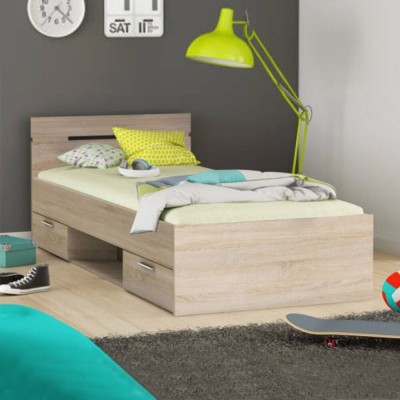 Pack Cama Michigan Roble + Somier + Colchón Basic 15HR (200x90cm)