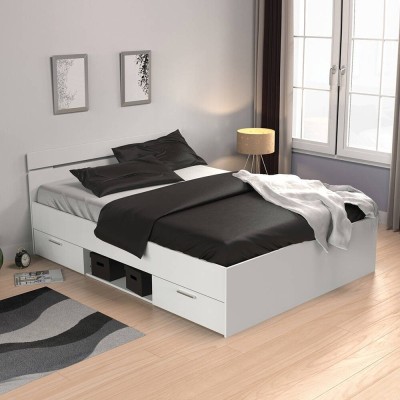 Pack Cama Michigan Blanca + Somier + Colchón Basic 15HR (200x140cm)