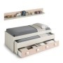 Cama Juvenil Doble de Madera con Cajones + Estante Nube