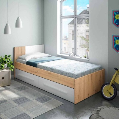 Cama juvenil de madera con cajones Noa