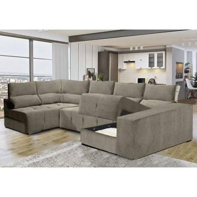 Sofá Esquina c/ Cama +Chaise Long Zeus (350x160cm)