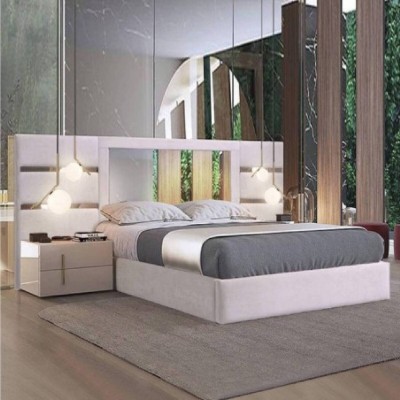 Cama Estofada De Casal Seven (Cabeceira Longa) + Colchão Opc.