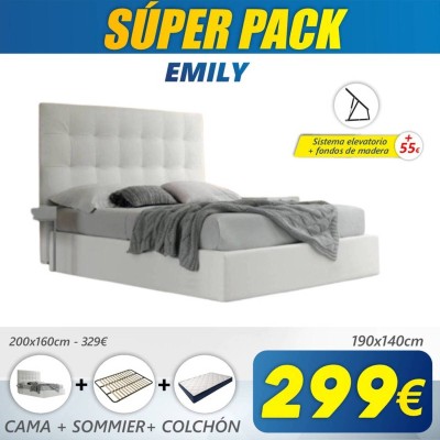 Super Pack Cama Emily + Colchão Back Ortopédico