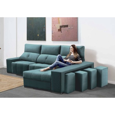 Sofá 2L + Chaise Longue con Cama Apolo (265x155cm) con OFERTA Smart TV 32'' Grunkel