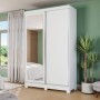 Armario 2 puertas correderas con espejo + 2 cajones abiertos