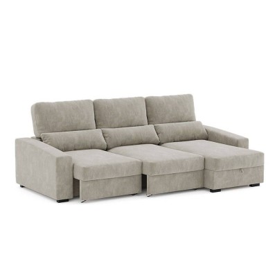 Sofá 2L + Chaise Long Reversible c/ Cama Baú Oslo (270x158cm)