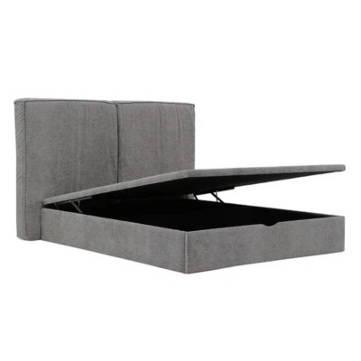 Pack Cama de Casal Estofada Dubai + Estrado, Sistema Elevatório e Fundos (Cabeceira Longa) + Colchão Opc.