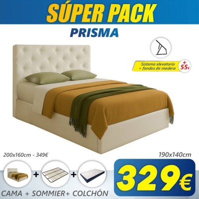 Super Pack Cama Prisma + Estrado + Colchão Back Ortopédico