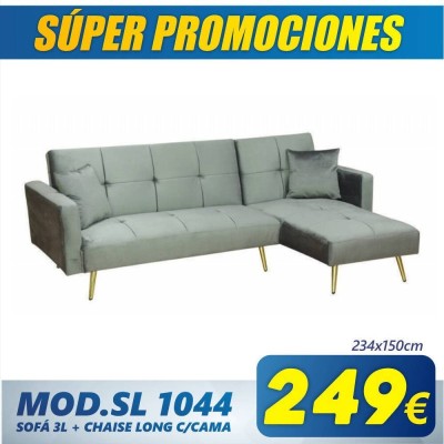 Sofá 3L + Chaise Long c/ Cama Mod. SL1044 (234x150cm)
