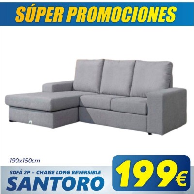 Sofá 2 Plazas + Chaise Long Reversible Santoro (190x150cm)