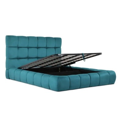 Cama Tapizada Abatible Charme c/ Baú Y Fondo de Madera + Colchón Opc.