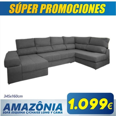 Sofá Rinconero con Chaise Longue y Cama Amazonia (345x160 cm)
