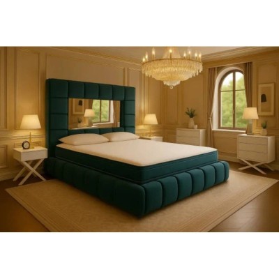 Cama Anabela con Espejo (con Somier, Sistema Elevador y Fondos Incluidos) + Colchón Opc.